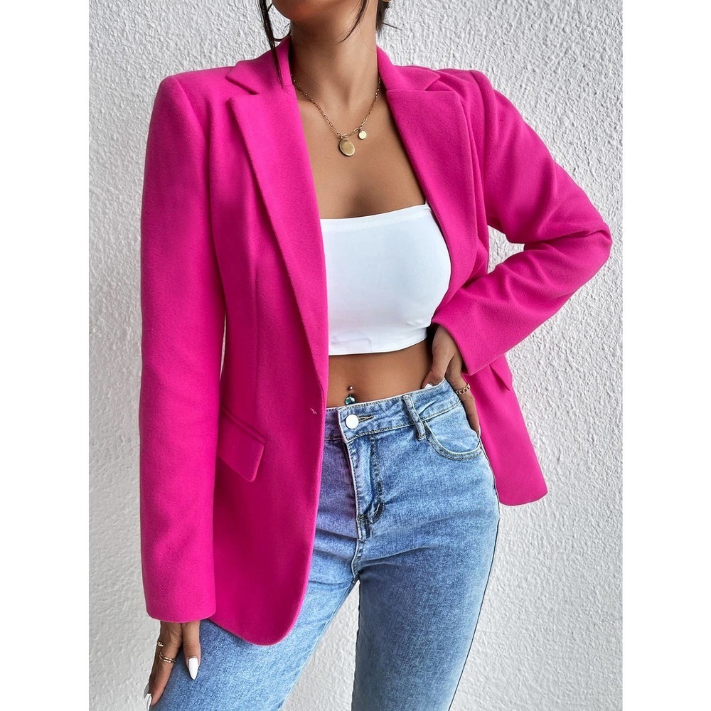 blush pink pastel Lapel Collar blazer jacket - Picture 6 of 12